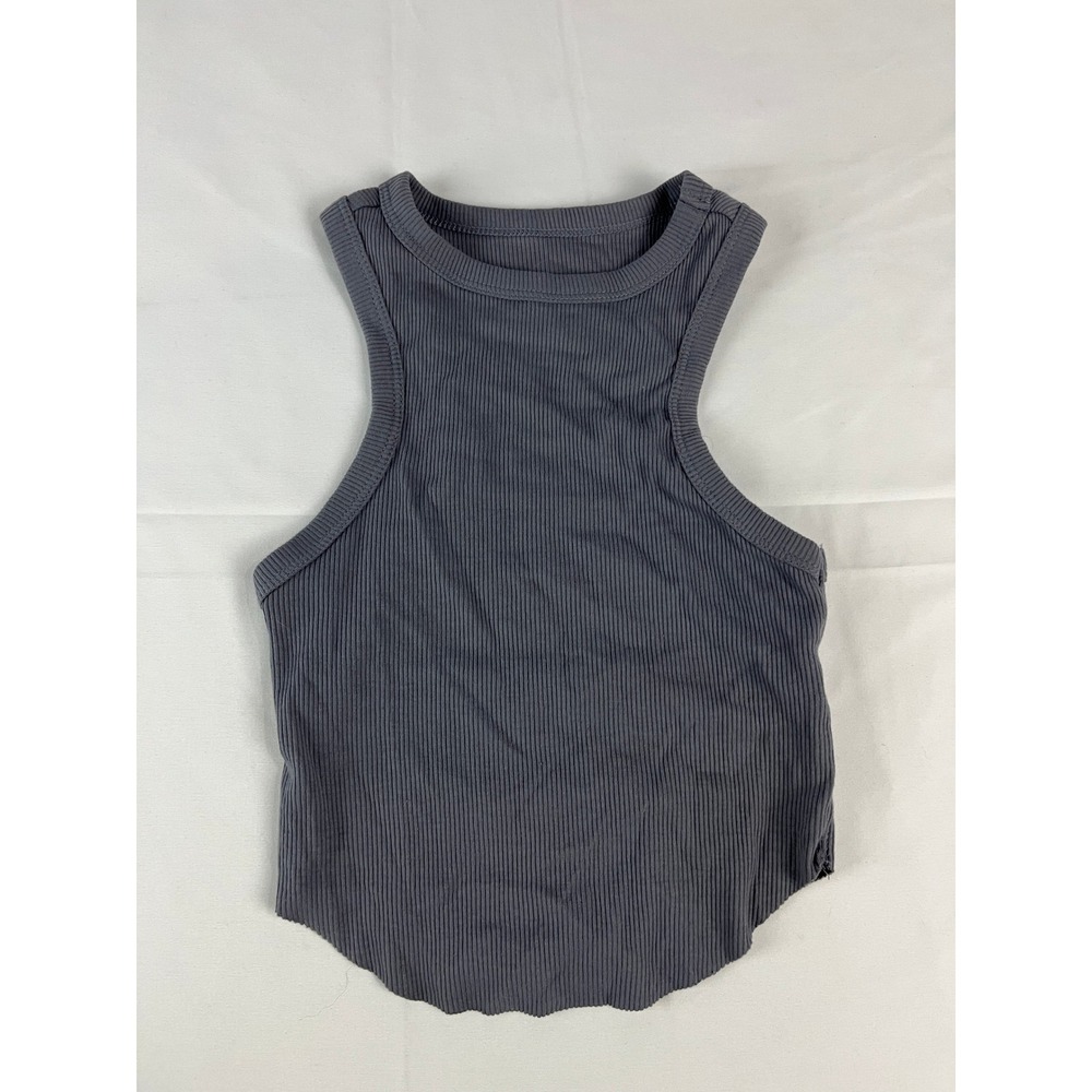 Wild Fable Ribbed Racerback Crop Tank Top Gray XXS - Picture 2 of 8